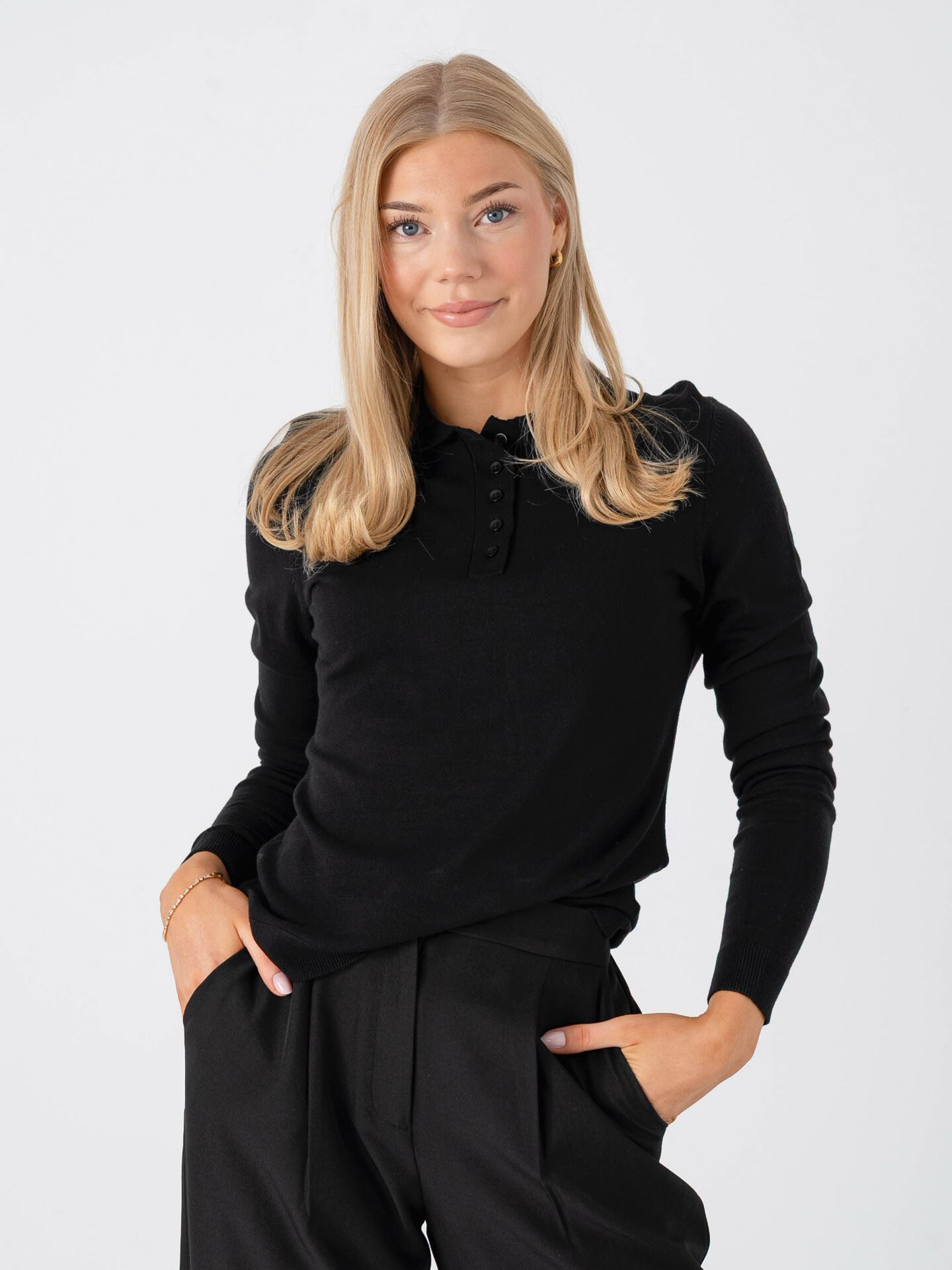 Ichi Mafa Polo Long Sleeve Black