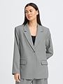 Ichi Fava Long Blazer Grey Melange