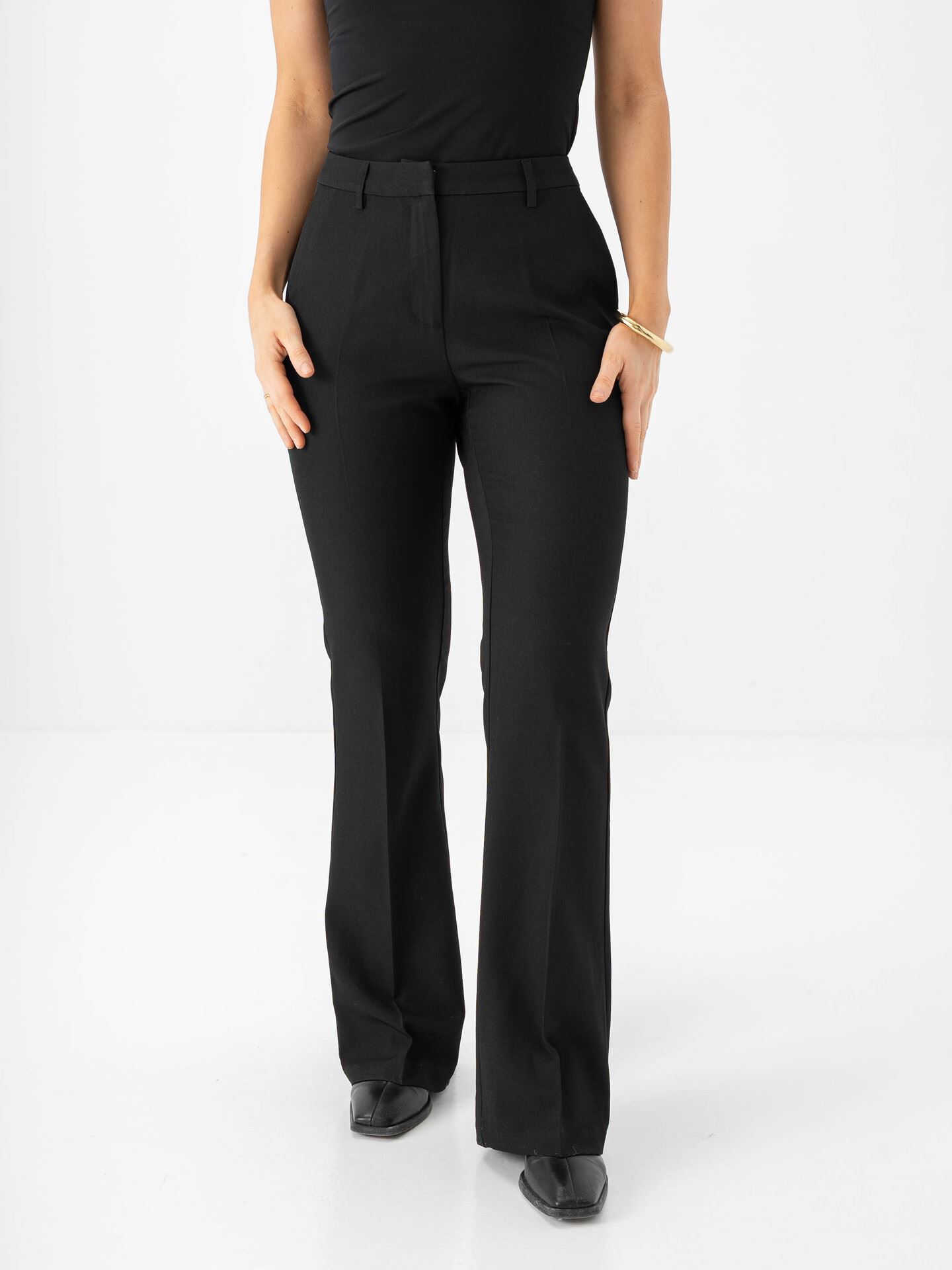 Ichi Fava Flared Pants Black