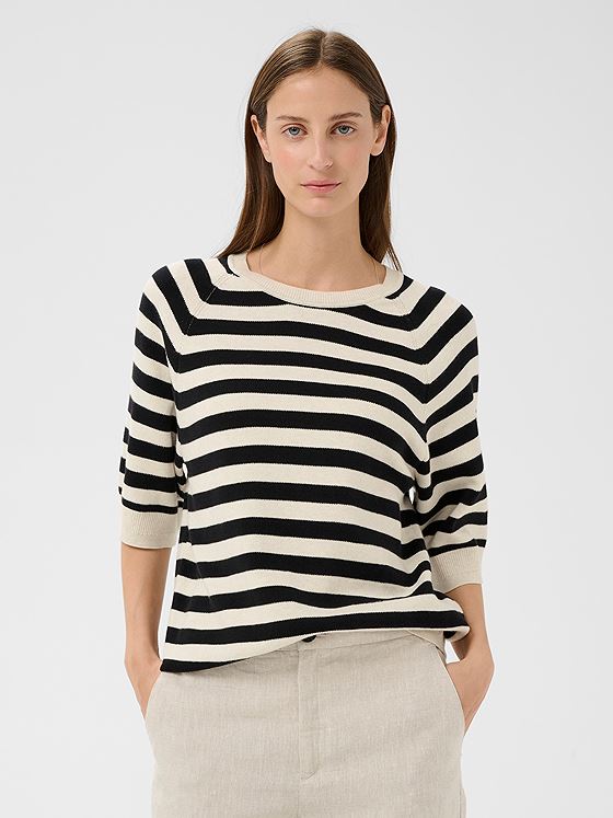 InWear Madie Tee Black / Whisper White Stripe