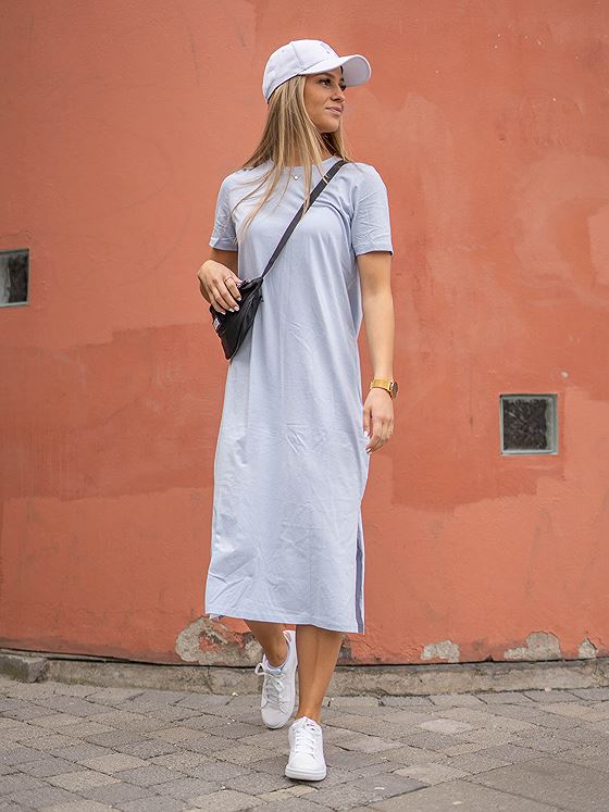 Moss Copenhagen Liv Organic Short Sleeve Dress Kentucky Blue