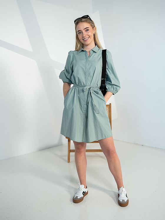 MSCH Copenhagen Cedrica Abiella 3/4 Shirt Dress Green Milieu