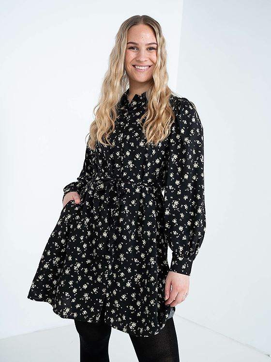 MSCH Copenhagen Nathasia Ladonna Shirt Dress Black Flower