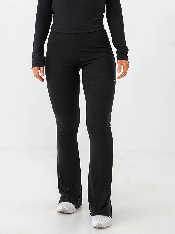 Nike Sportswear Chill Knit Mini-Rib Mid-Rise Flared Tights Black / Sail