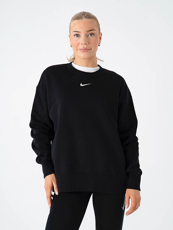 Nike Pheonix Fleece Oversized Crew-Neck Sweatshirt Black / White