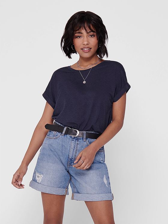 Only Moster Short Sleeve O-Neck Top Navy Blazer