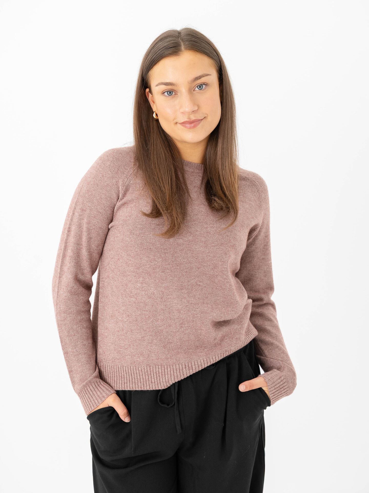 Only Lesly Kings Long Sleeve Pullover Knit Rose Brown W. Melange