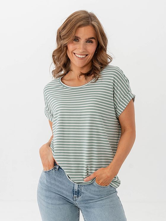 Only Moster Stripe Short Sleeve O-Neck Top Jadeite
