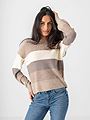 Only Atia Long Sleeve Stripe Pullover Knit Feather Gray W. BEIGE/WHITECAP GRAY/LEAFLESS TREE