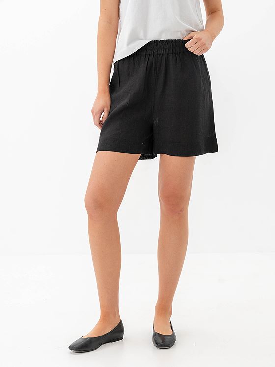 Only Tokyo Life High Waist Linen Blend Shorts Black