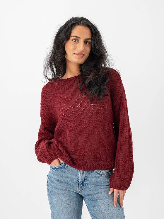 Only Nordic Life Long Sleeve O-Neck Knit Cabernet