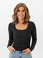 Only Ea Long Sleeve 2-Way Deep Neck Top Black
