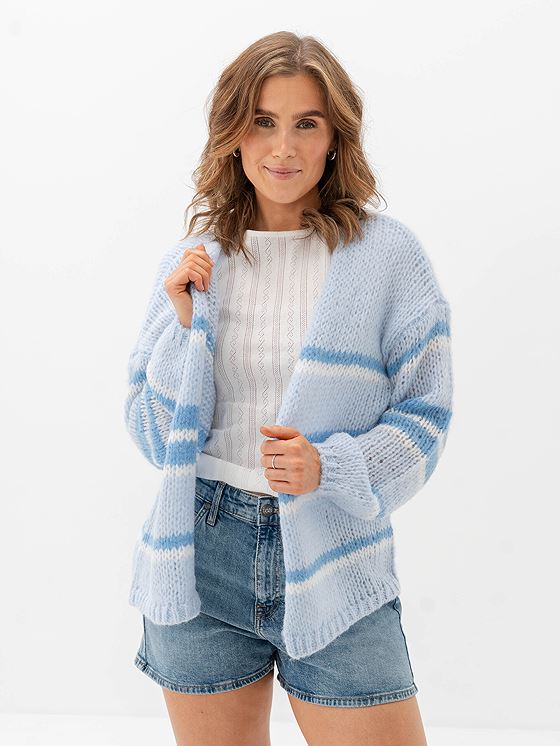 Only Nordic Life Long Sleeve Cardigan Knit Cashmere Blue W. Allure / Cloud Dancer
