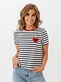 Only Heart Short Sleeve Tee Cloud Dancer Night Sky / Red Heart