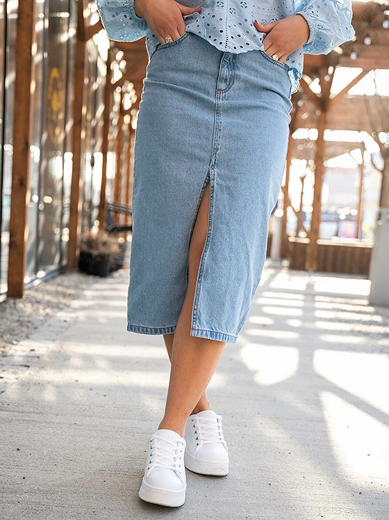 Only Bianca Midi Skirt Denim Light Blue Denim