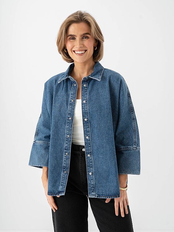 Only Grace 3/4 Denim Shirt Medium Blue Denim