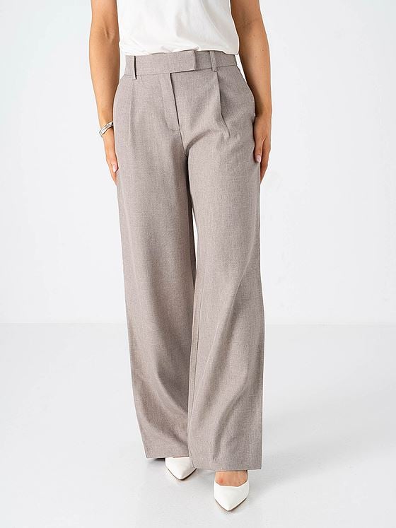 Only Linda High Waist Straight Mel Pants Fungi Melange