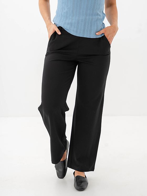 Only Poptrash Life Mid Waist Straight Pant Black