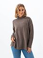 Only Hazel Long Sleeve Highneck Oversized Pull Knit Brown Lentil Melange