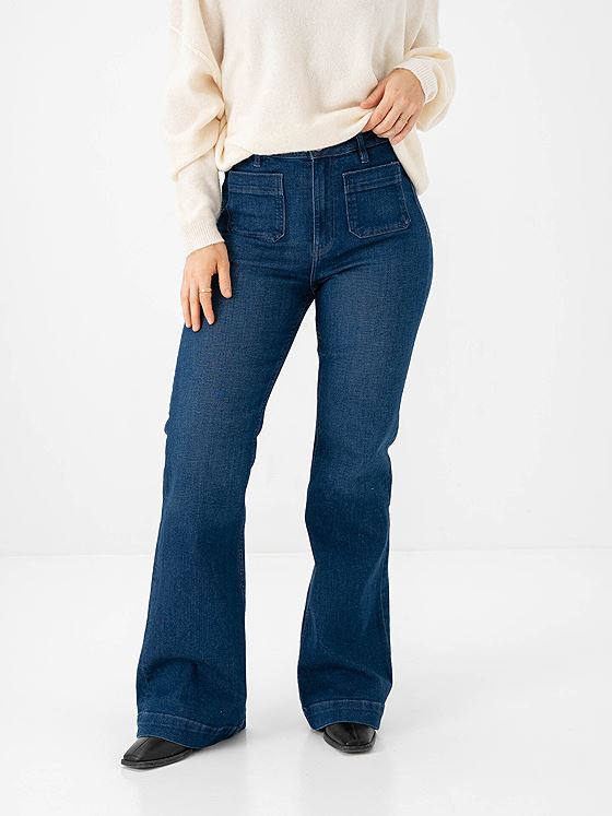 Only Madison High Waist Pocket Flare Denim Dark Blue Denim