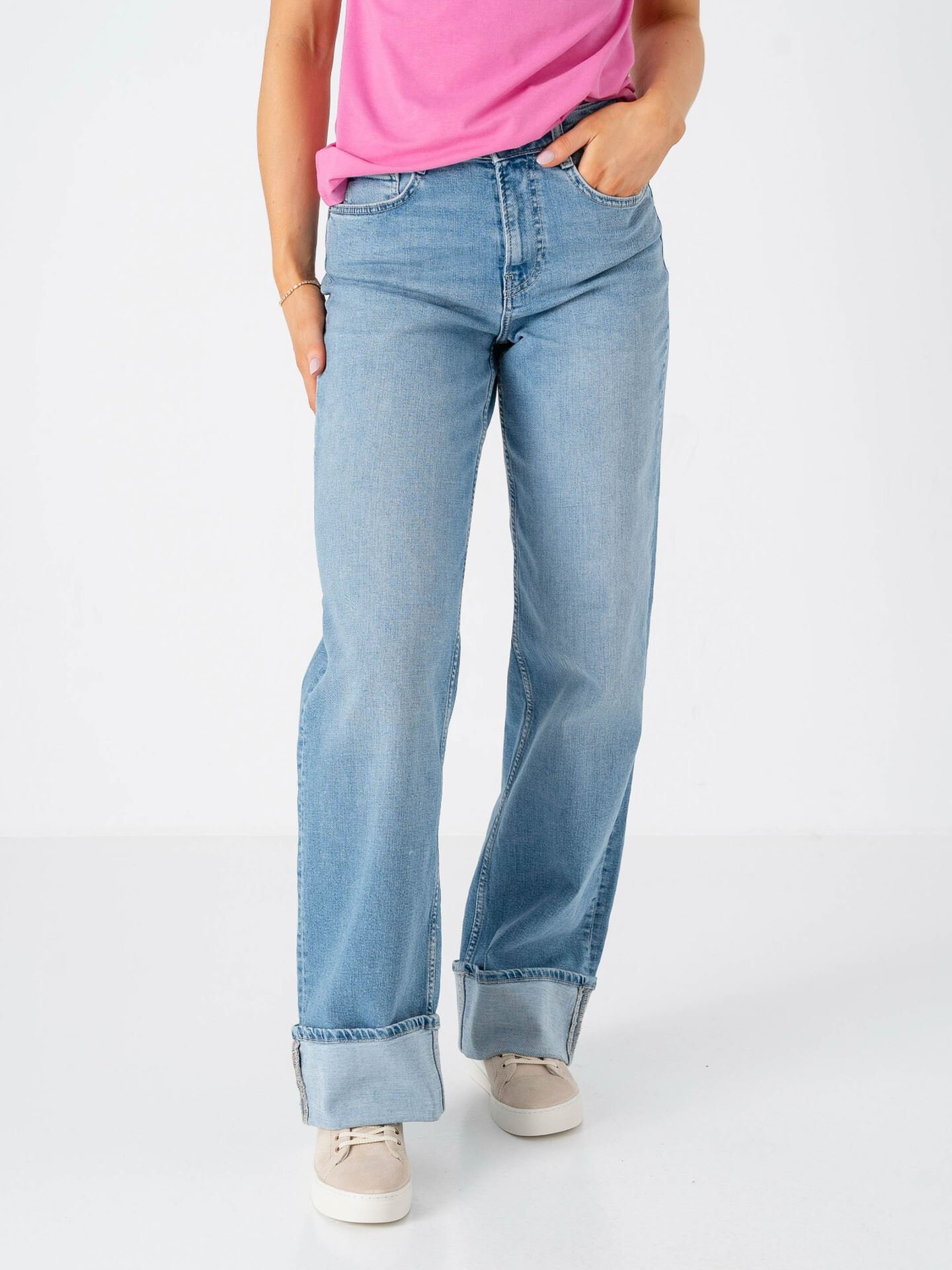 Only Mercer High Waist Fold Up Denim Light Blue Denim