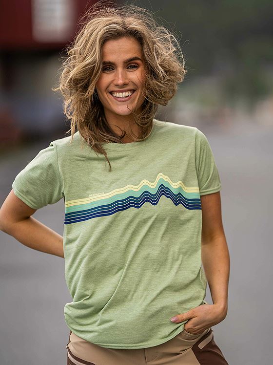 Patagonia L/S Cap Cool Daily Graphic Shirt Ridge Rise Stripe: Salvia Green X-Dye