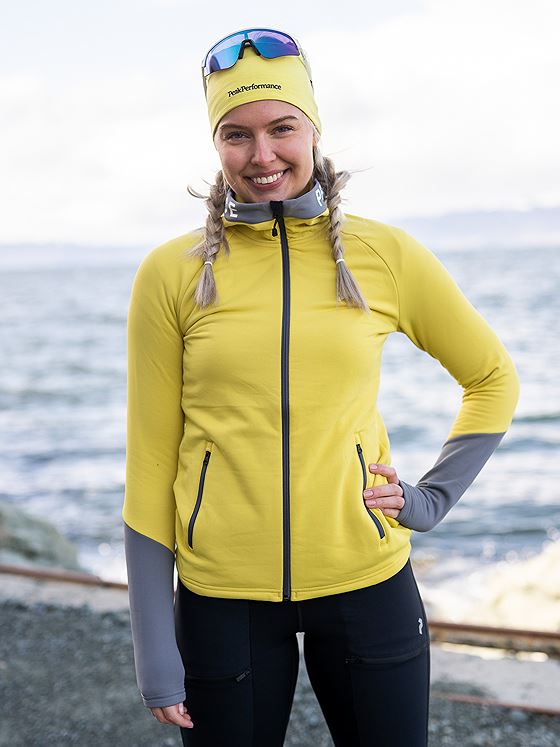 Peak Performance Rider Zip Hood Canary Lime / Quiet Grey