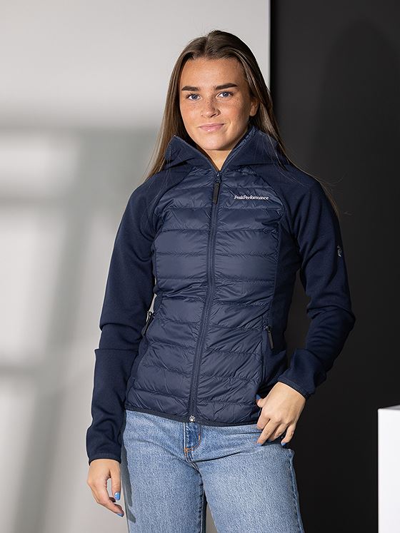 Peak Performance Down Hybrid Hood Jacket Blue Shadow