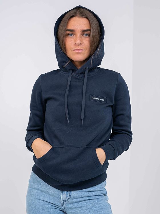 Peak Performance Logo Hood Sweatshirt Blue Shadow