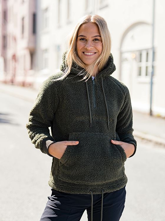 Peak Performance Ground Pile Half Zip Hood Pine Needle