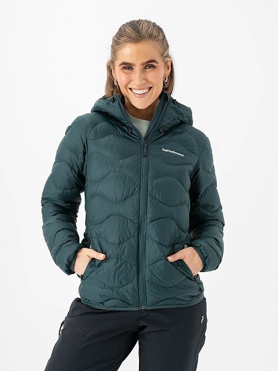 Peak Performance Helium Down Hood Jacket Women Ponderosa Pine / Green Valley