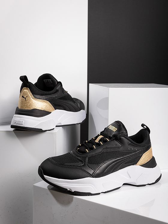 Puma Cassia Distressed Puma Black-Puma Black-Puma Team Gold