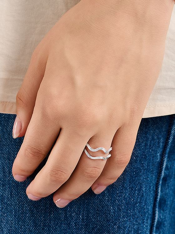 Pernille Corydon Double Wave Ring Silver