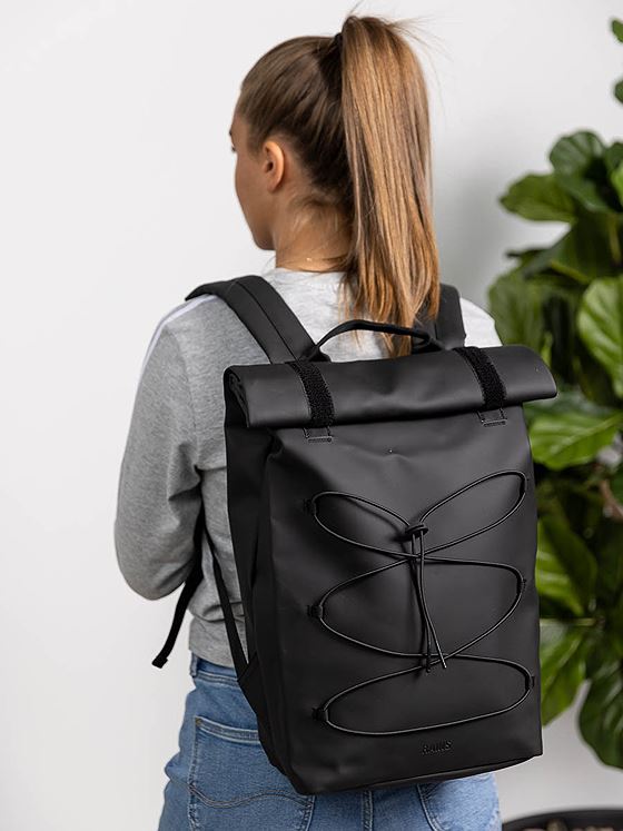 Rains Velcro Rolltop Backpack Black