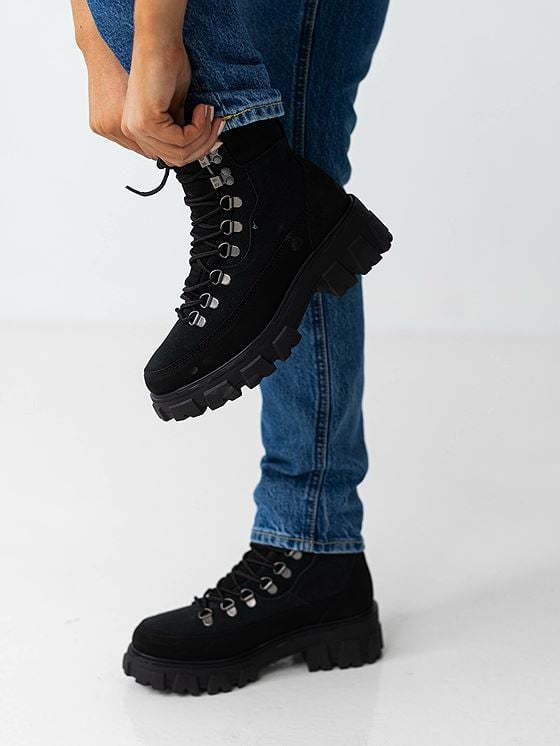 Roberto Rosso Leather Combat Boot Warm Black