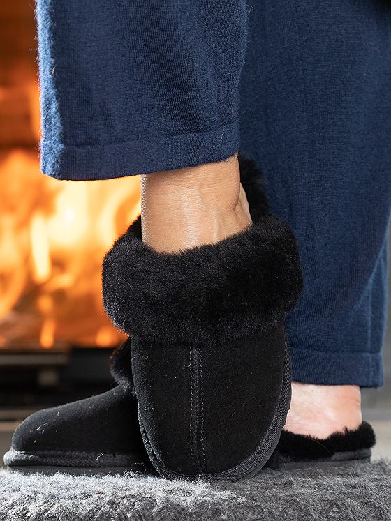 Roberto Rosso Sheepskin Slipper Black