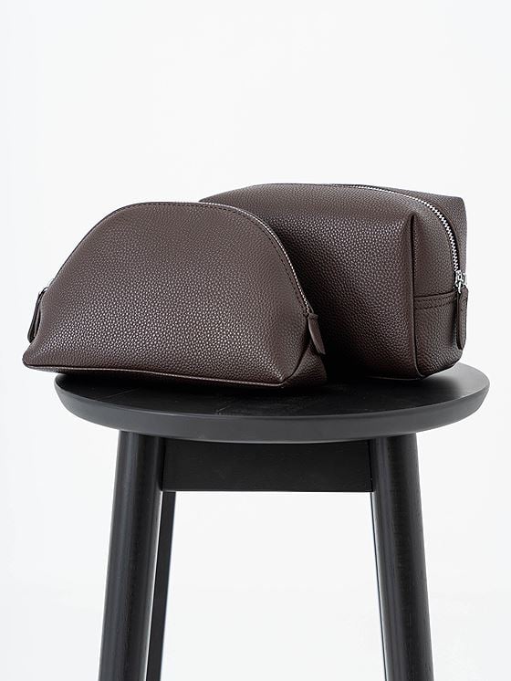 Roberto Rosso Terra Beauty Cosmetic Bag Dark Brown