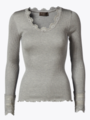 Rosemunde Benita Silk T-Shirt W/ Lace Light Grey Melange