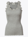 Rosemunde Babette Silk Top W/ Lace Light Grey Melange