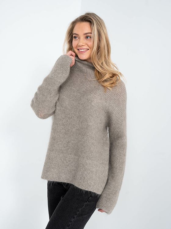 Second Female Brook Knit High Rib T-Neck Roasted Cashew