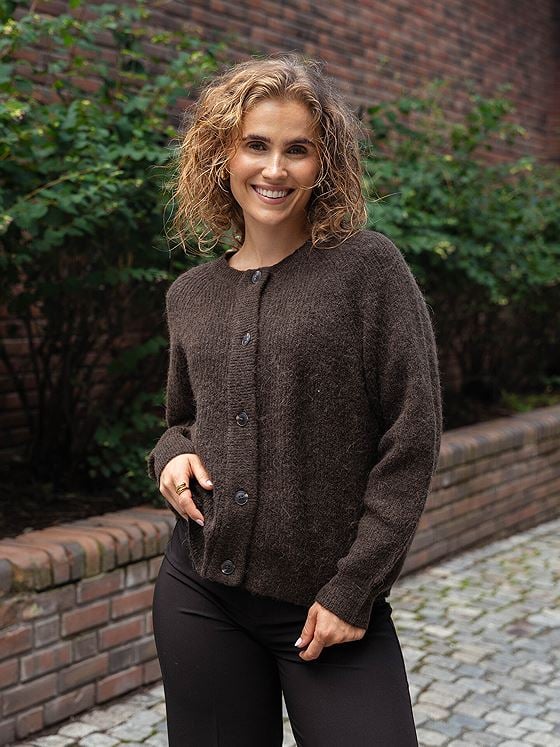 Selected Femme Lulu Long Sleeve Knit Short Cardigan Delicioso MELANGE