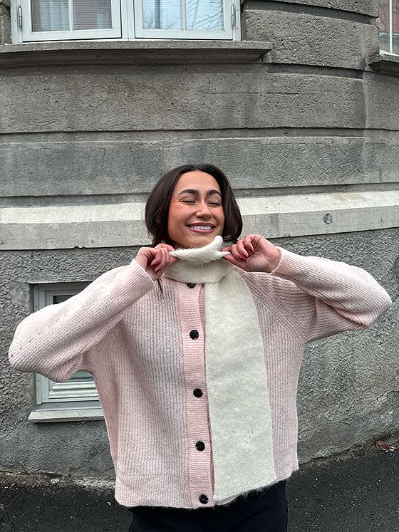 Selected Femme Lulu Long Sleeve Knit Short Cardigan Pale Dogwood Melange