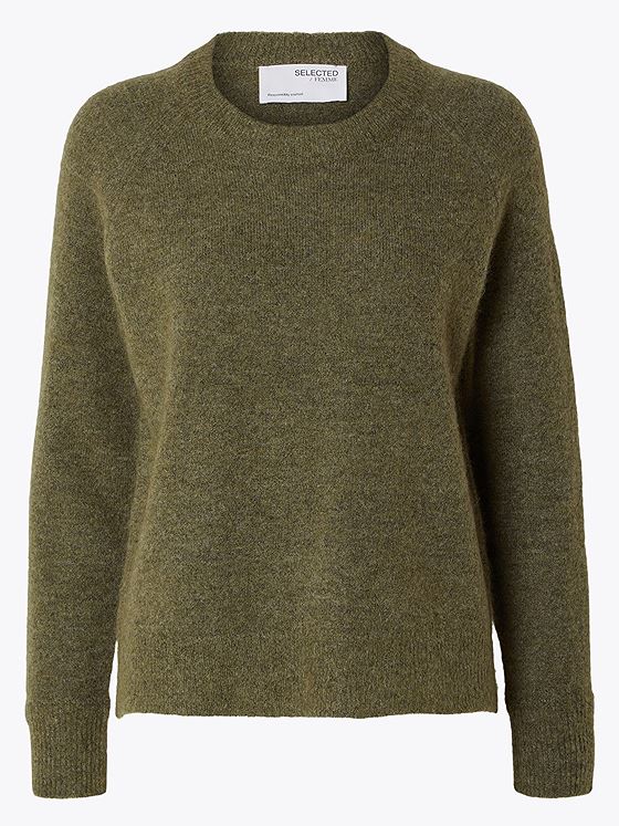 Selected Femme Lulu Long Sleeve Knit O-Neck - Grønn | Getinspired.no