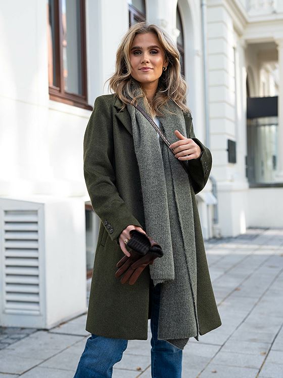 Selected Femme New Sasja Wool Coat Ivy Green melange