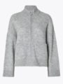 Selected Femme Sia Long Sleeve Knit Zipper Cardigan Light Grey Melange