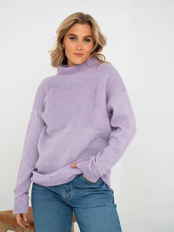 Selected Femme Mola Long Sleeve Knit Highneck Lilac Breeze