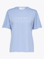 Selected Femme Vilja Short Sleeve Printed Tee W Blue Hero