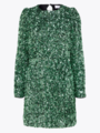 Selected Femme Colyn Long Sleeve Short Sequins Dress Loden Frost