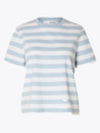 Selected Femme Essential Short Sleeve Striped Boxy Tee Cashmere Blue