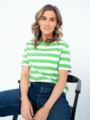 Selected Femme Essential Short Sleeve Striped Boxy Tee Classic Green